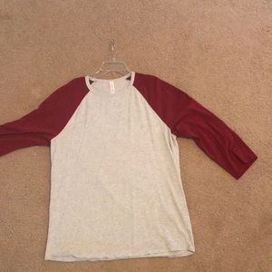 White and Red 3/4 sleeve Lululemon shirt